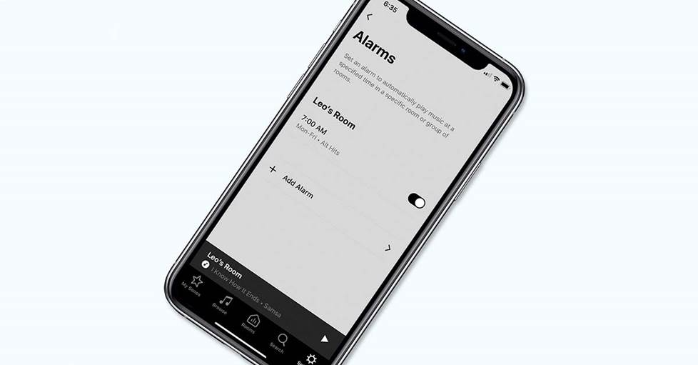 Sonos alarm settings on iPhone